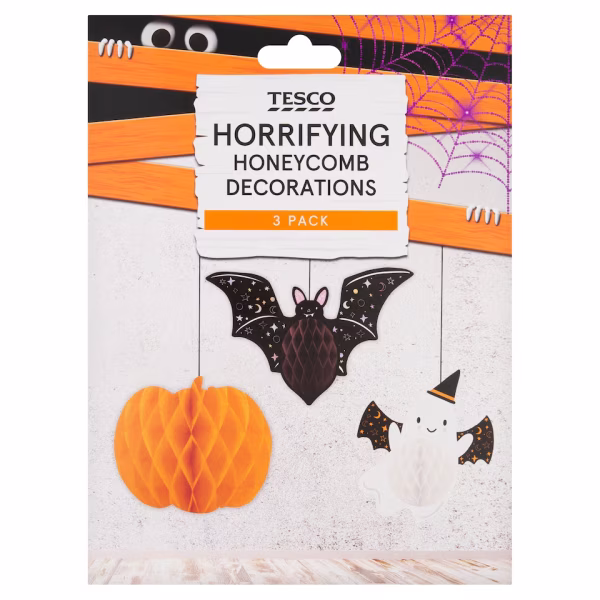 Halloween Paper Honeycomb Decorations 3 Pack